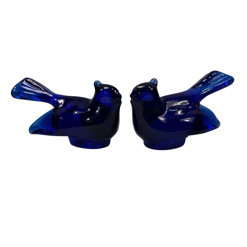 Cobalt Blue Art Glass Bird Mosser USA 3” Gift New Bluebird Happiness